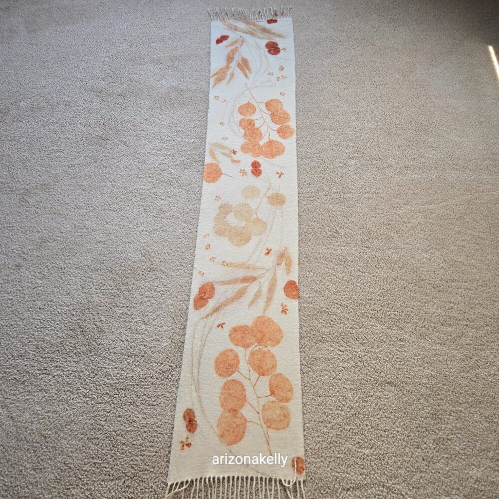 NWOT Handmade Wool Scarf Botanical Natural Dye Plants Eco Print Mayumix Designs - Picture 4 of 15
